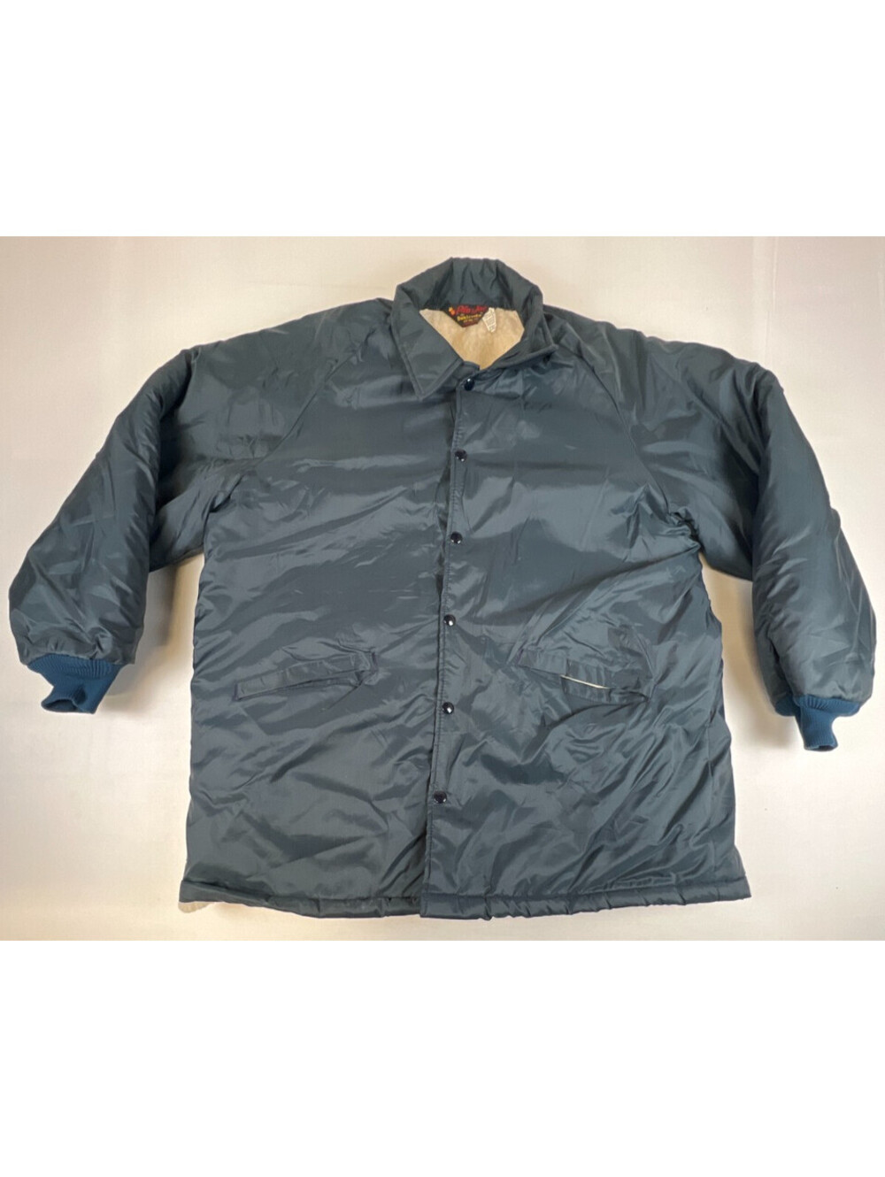 Vintage Dunbrooke Pla Jac Mens XL Blue Sherpa Lined Nylon Coach Jacket USA